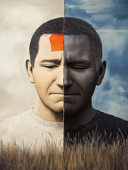 Divided Portrait Of A Person