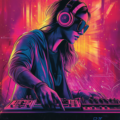 DJ Girl In Neon Glow