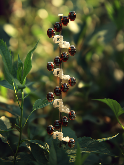 Dna Model in a Garden Setting