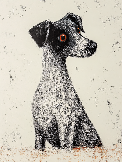 Dog Portrait With Orange Eyes