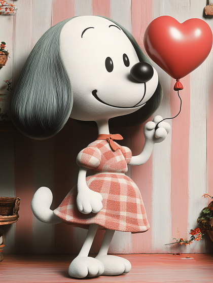 Dog With Heart Balloon