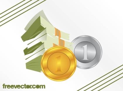 Dollar Bills and Cents Free Vector