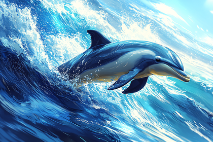 Dolphin Leaping in Ocean Waves