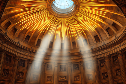 Dome Interior with Golden Light Rays