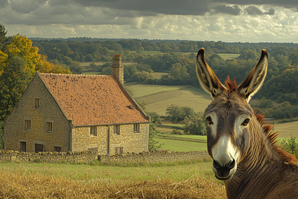 Donkey In Rural Landscape