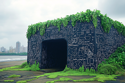 Doodle Covered Structure On Beach