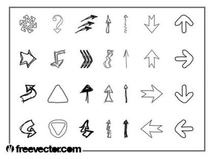Doodled Arrows Set Free Vector