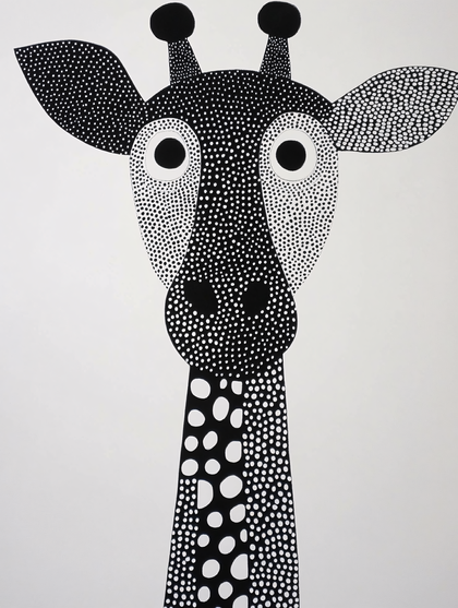 Dotted Black and White Giraffe Head
