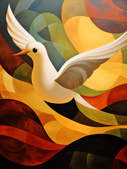 Dove In Abstract Flight