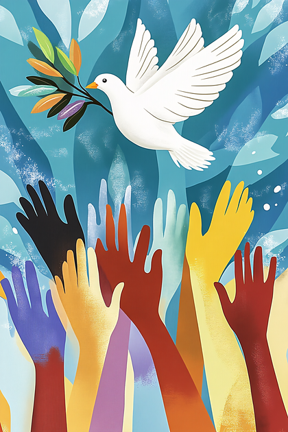 Dove of Peace And Diverse Hands