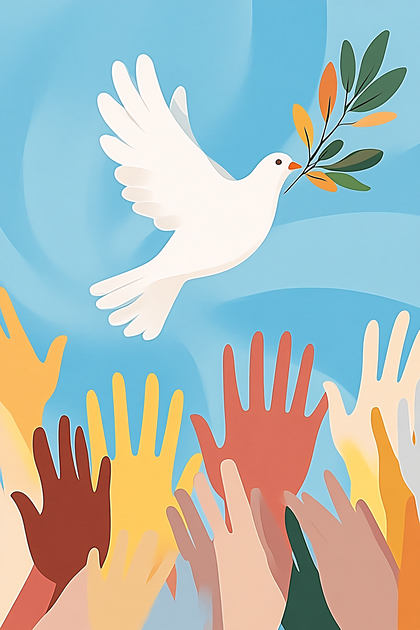 Dove Of Peace With Raised Hands