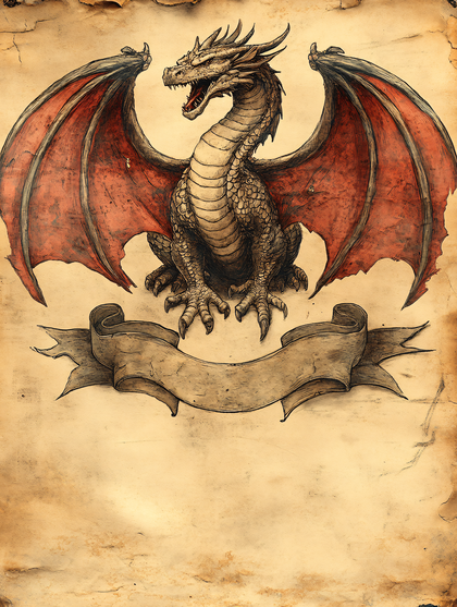 Dragon and Banner on Parchment