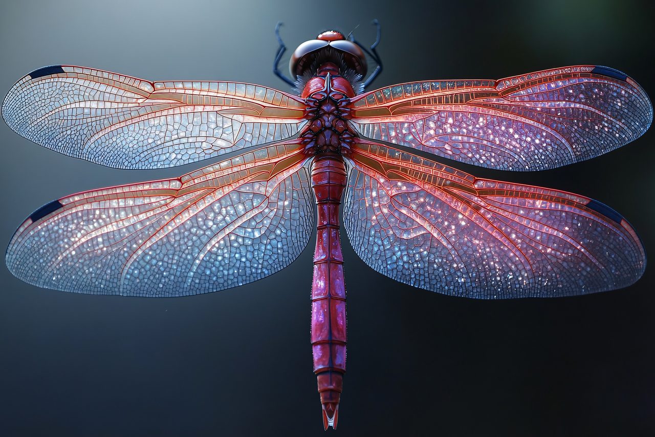 Detailed Dragonfly with Transparent Wings Digital Art