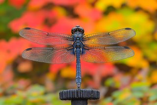 Dragonfly Perched Against Autumn Foliage