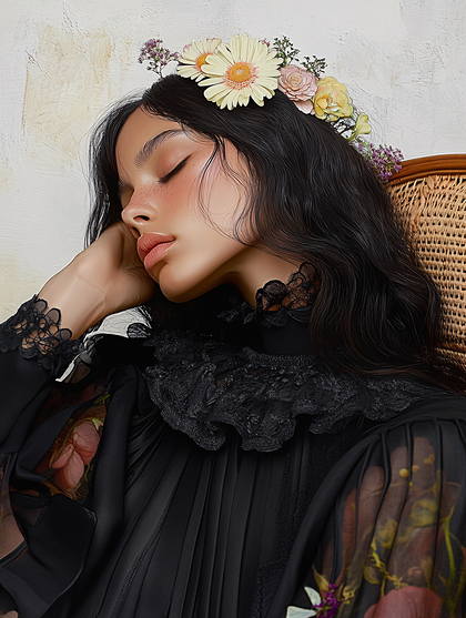 Dreaming Floral Fashion Portrait