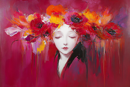 Dreaming Lady In Floral Crown