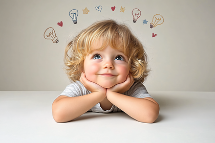Dreamy Child with Lightbulb Ideas