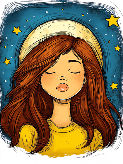 Dreamy Girl Under Moonlight