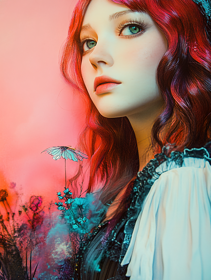 Dreamy Portrait of a Girl with Red Hair