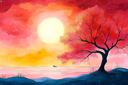 Dreamy Sunset Tree