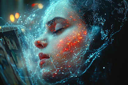 Dreamy Woman and Glowing Particles