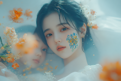 Dreamy Woman with Floral Face Paint
