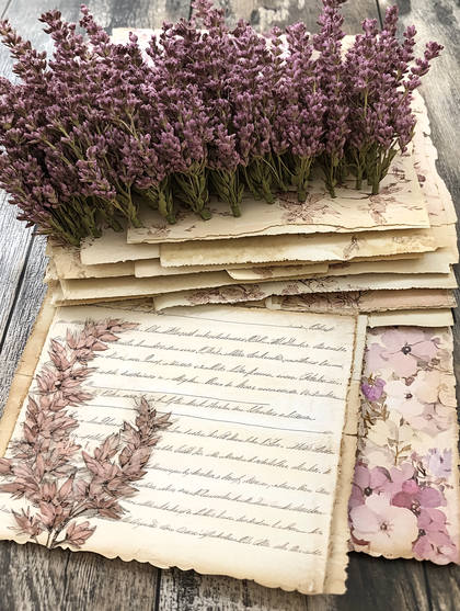 Dried Lavender and Old Letters Still Life