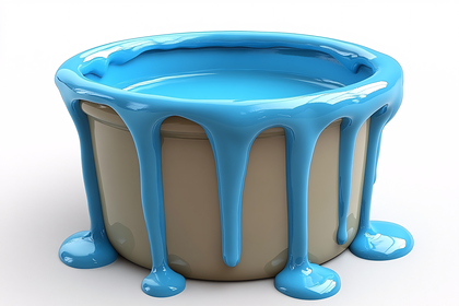 Dripping Blue Paint Over Container