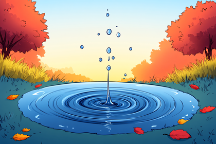 Droplet In Autumn Pond