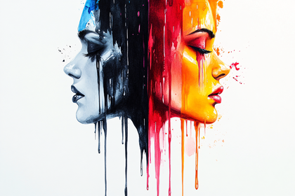 Dual Faced Watercolor Portrait