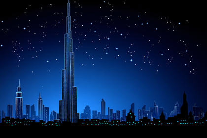 Dubai Cityscape Night Vector Illustration