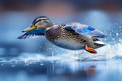 Duck Landing On Water