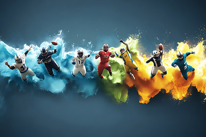 Dynamic Football Players In Color Cloud