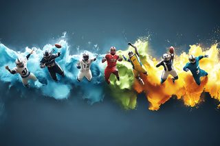 Dynamic Football Players In Color Cloud