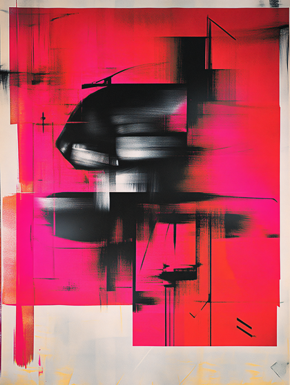 Dynamic Red And Black Abstract Composition