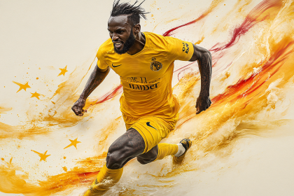 Dynamic Soccer Player In Yellow Uniform