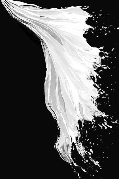 Dynamic White Splash On Black Background