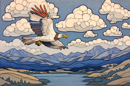 Eagle Flying Over Mountain Landscape