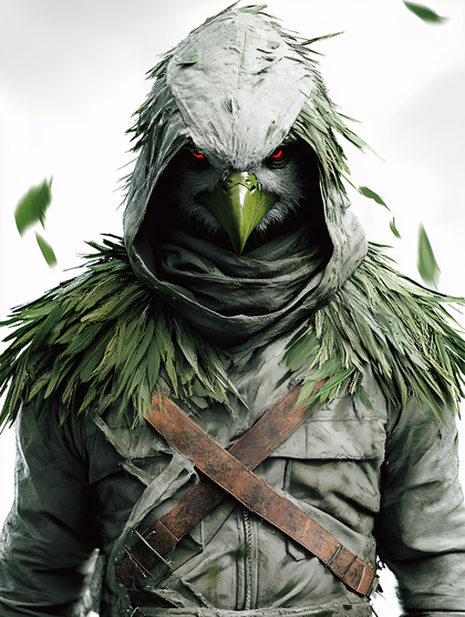 Eagle-Headed Leaf Cloaked Warrior