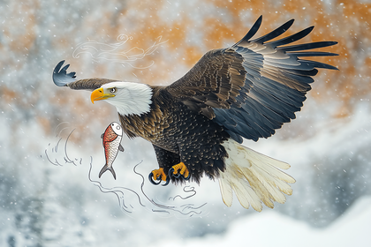 Bald Eagle Flying with Fish in Talons Digital Art