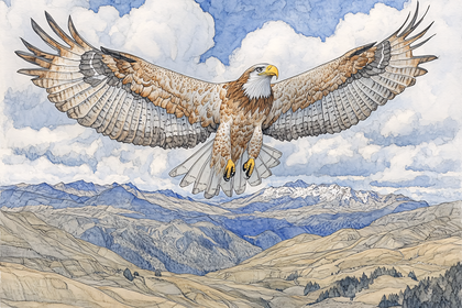 Eagle Soaring Above Mountains