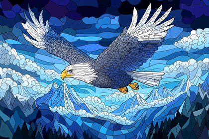 Eagle Soaring Over Mountain Landscape