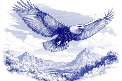 Eagle Soaring Over Mountainous Landscape
