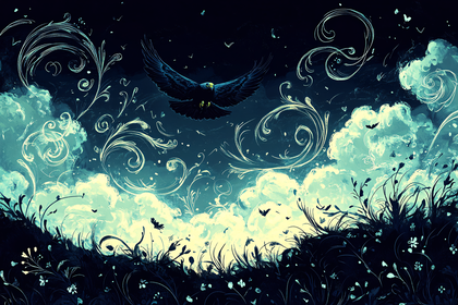 Eagle Soaring Through Night Sky