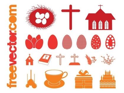 Easter Silhouettes Set Free Vector