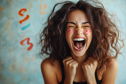 Ecstatic Woman Screaming with Joy