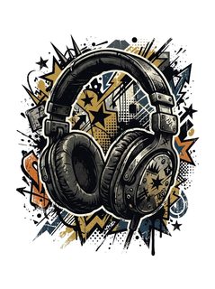 grunge headphones art
