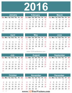 Free Editable 2016 Calendar