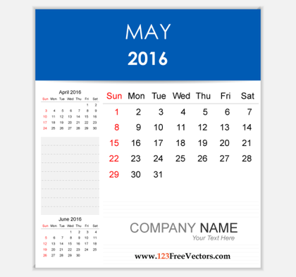Editable Calendar May 2016