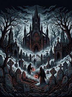 haunted gothic graveyard